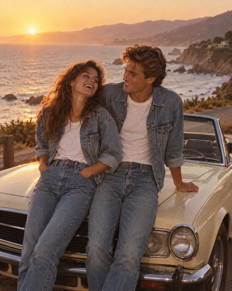 Summer, just us — 1980s couples AI-created scene reference