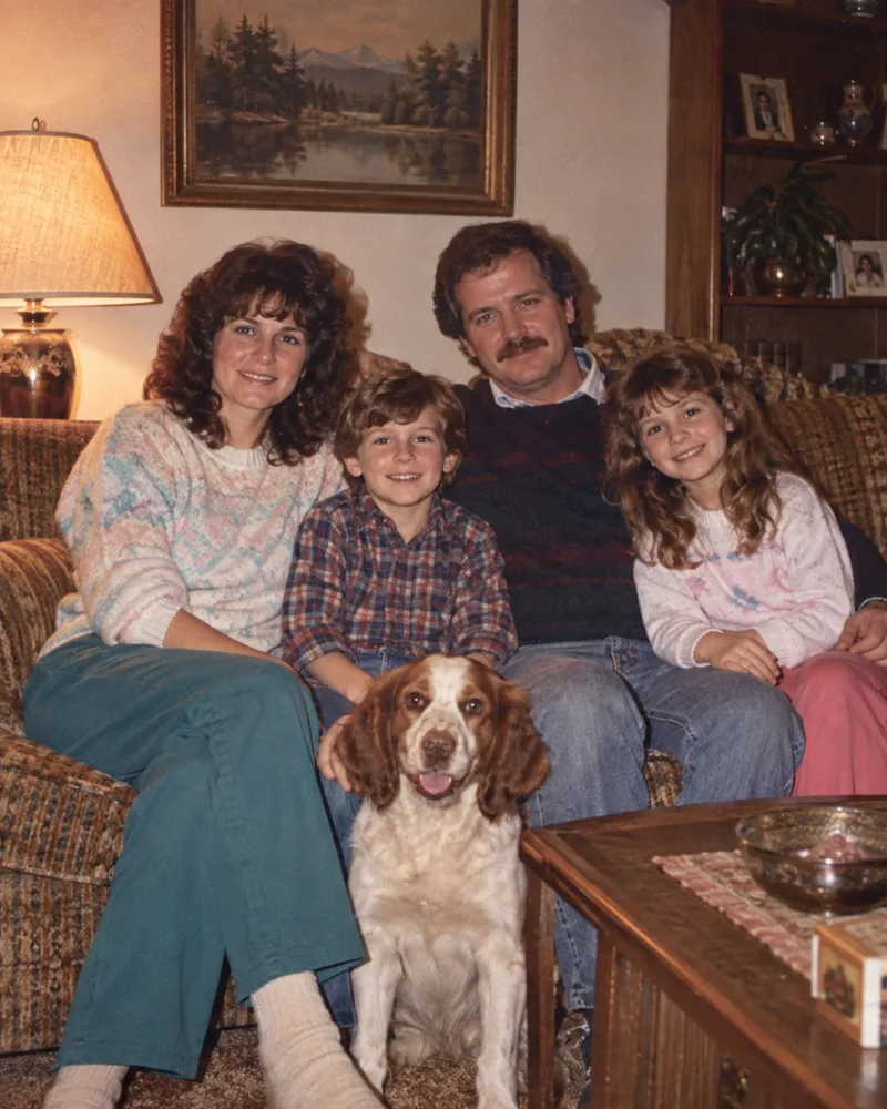 The living-room album — 1980s family AI-created scene reference